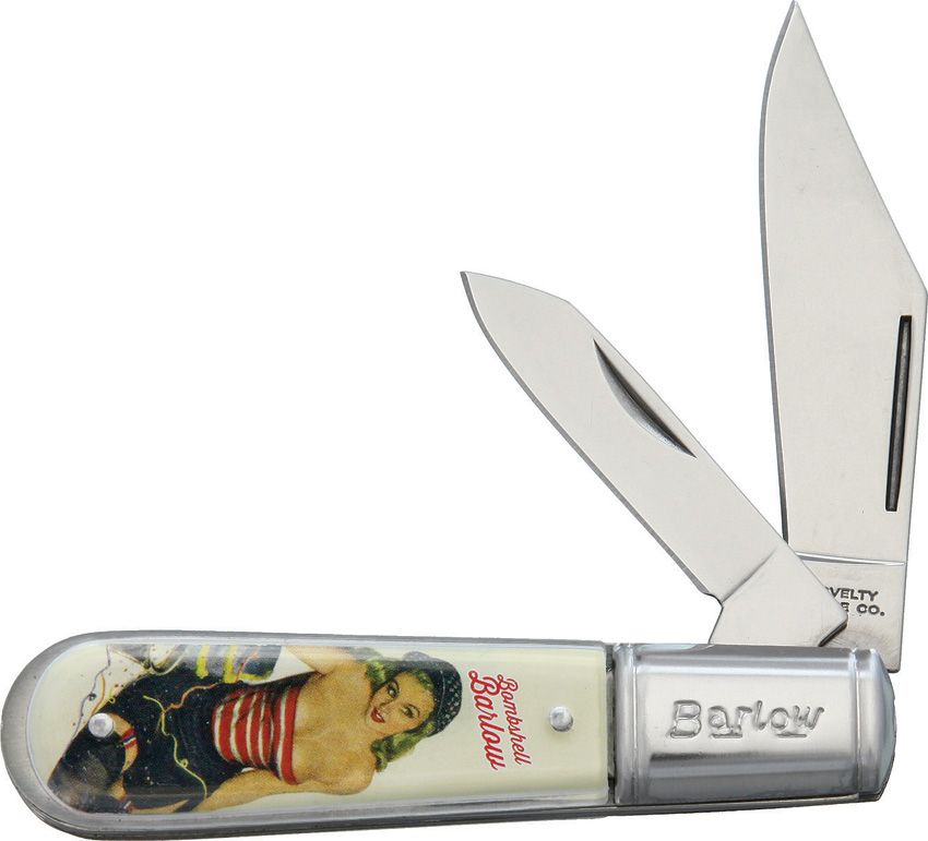 Bombshell Barlow Knife – 3.25" Closed with Stainless Clip and Pen Blades -NV317