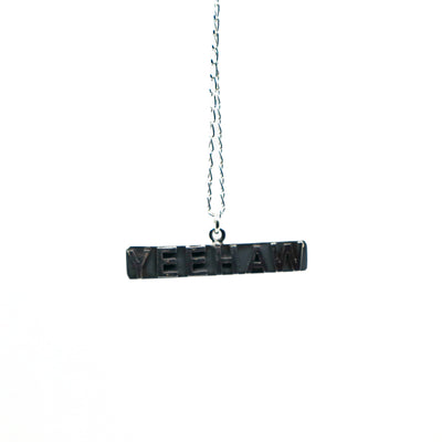 Handmade sterling silver Yeehaw pendant necklace on chain