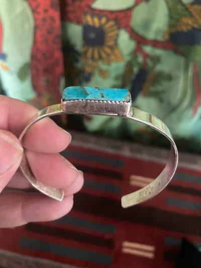 Handmade Navajo Sterling Turquoise Bar Cuff Bracelet PSTPC03