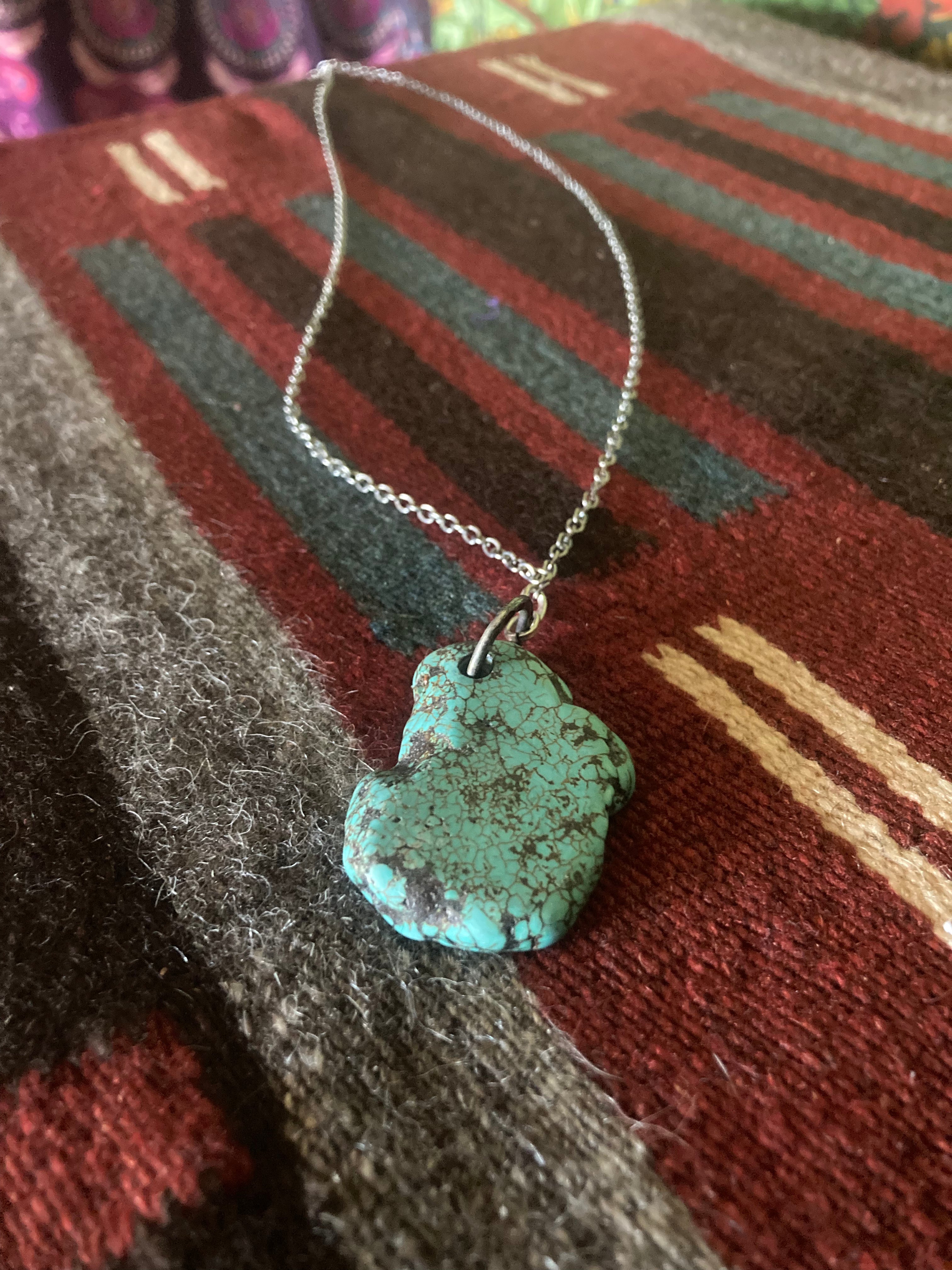 Genuine Turquoise Stone Statement Necklace PSTPN08