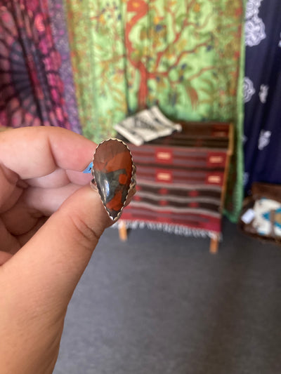 Handmade Navajo Sterling Silver Brecciated Jasper Ring Size 6 PSTPR20