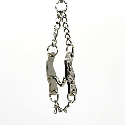 Silver horse bit key ring with chain link design for keys