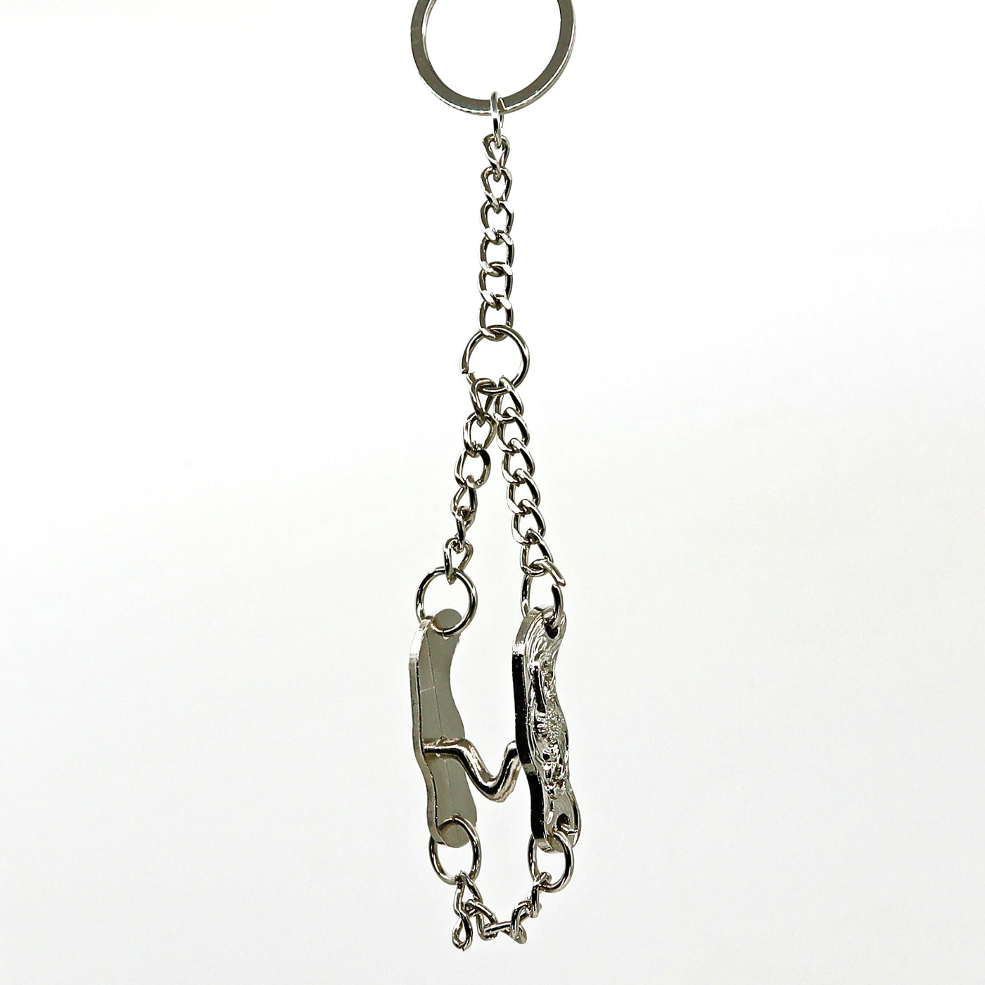 Silver horse bit key ring with chain for stylish key organization