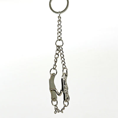 Silver horse bit key ring with chain for stylish key organization