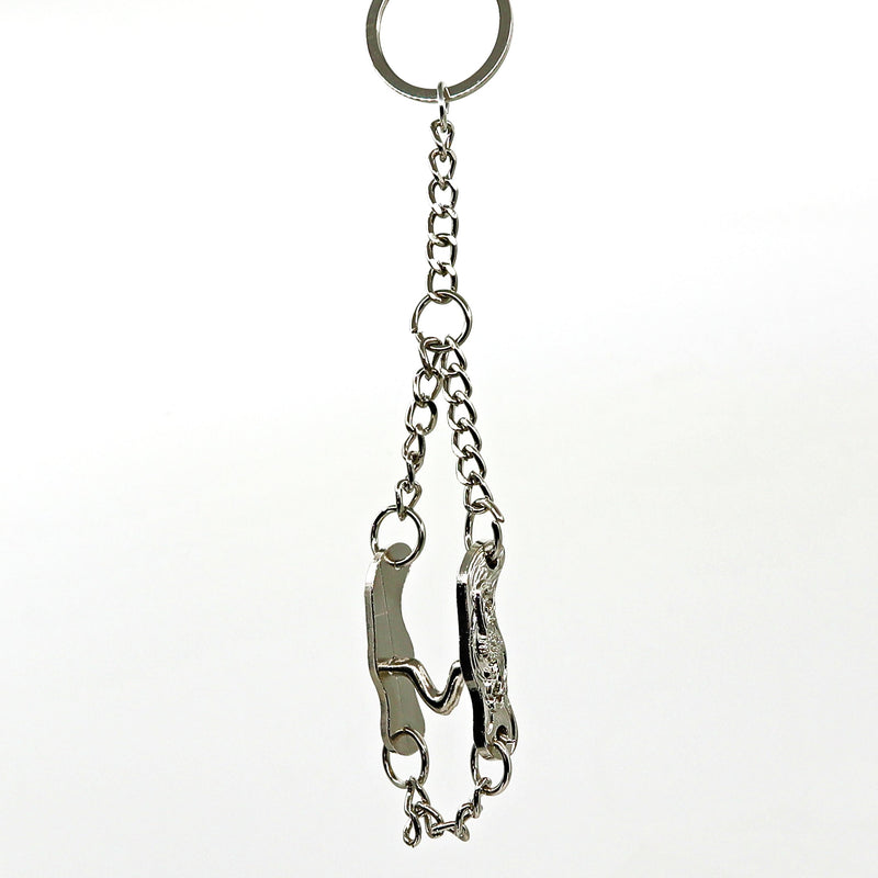 Silver horse bit key ring with chain for stylish key organization