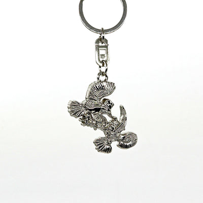 Silver metallic Thunderbirds key ring with detailed bird design hanging from a keychain ring