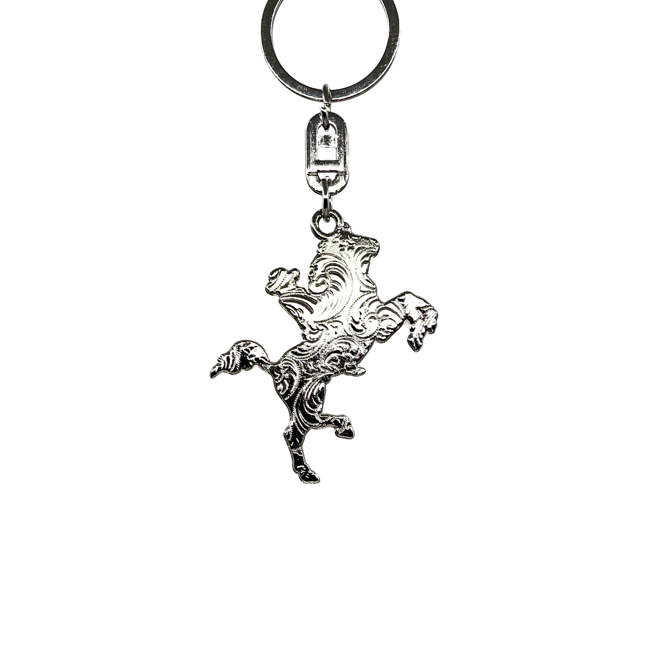 Bucking Bronco Key Ring with detailed horse charm on metal keychain for stylish key organization