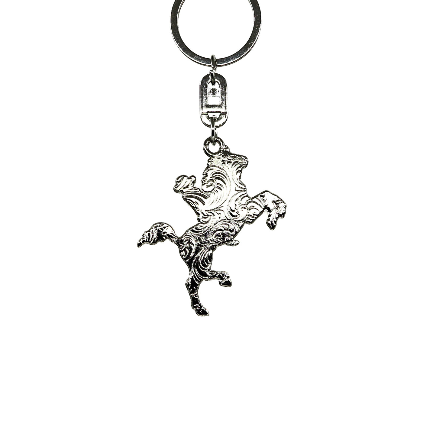 Bucking Bronco Key Ring with detailed horse charm on metal keychain for stylish key organization