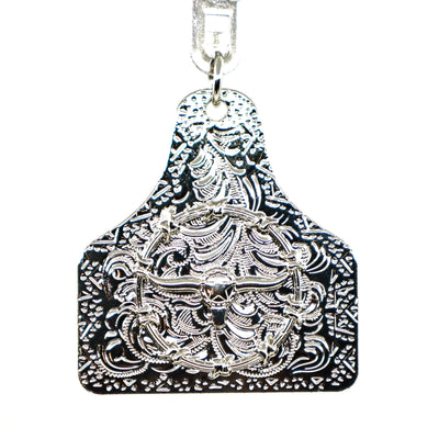 Long Horn Key Ring with intricate embossed metal design and durable clasp for secure key holding