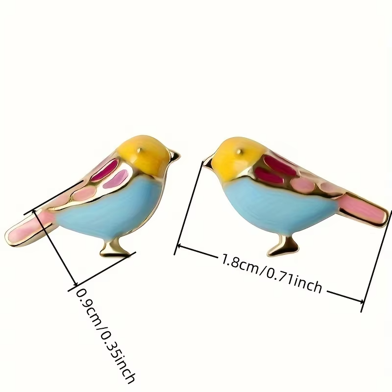 18k gold plated bird enamel stud earrings with colorful design