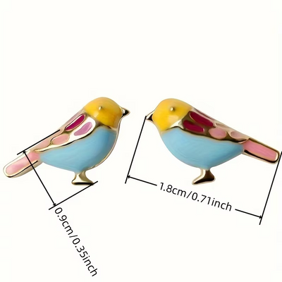 18k gold plated bird enamel stud earrings with colorful design