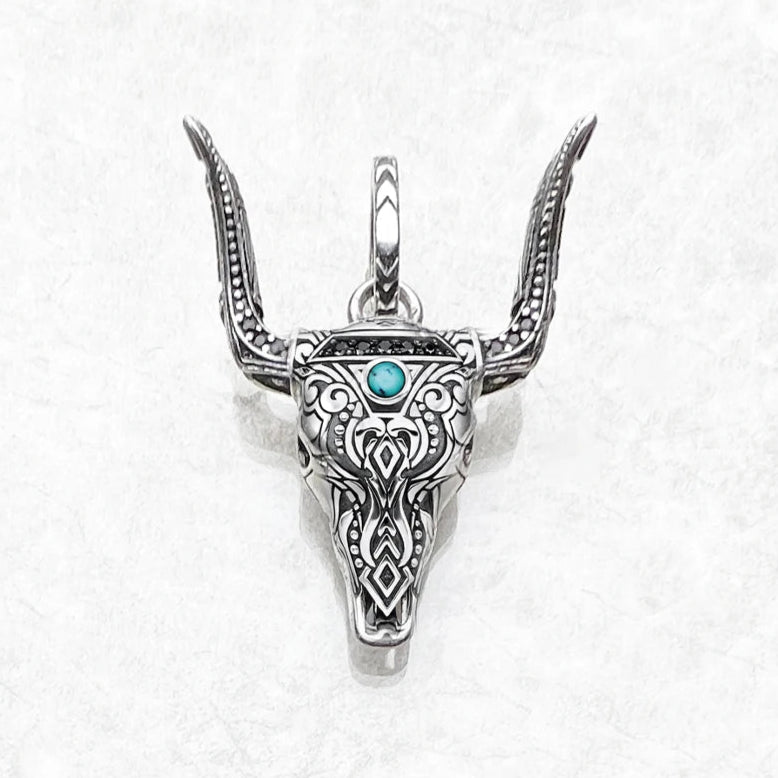 Sterling Silver Bull Head Pendant with Chain
