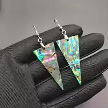 Lightweight Hawaiian Abalone Shell dangle earrings with iridescent shell and coastal design