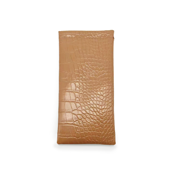 Nude Faux Croco Soft Pouch