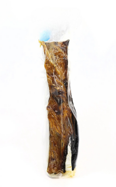 Natural Hair-on-Hide Dog Chews vacuum-sealed for freshness and dental health.