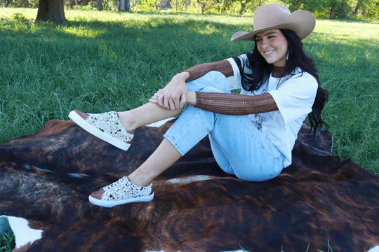 Cow Hair Tennis Shoes