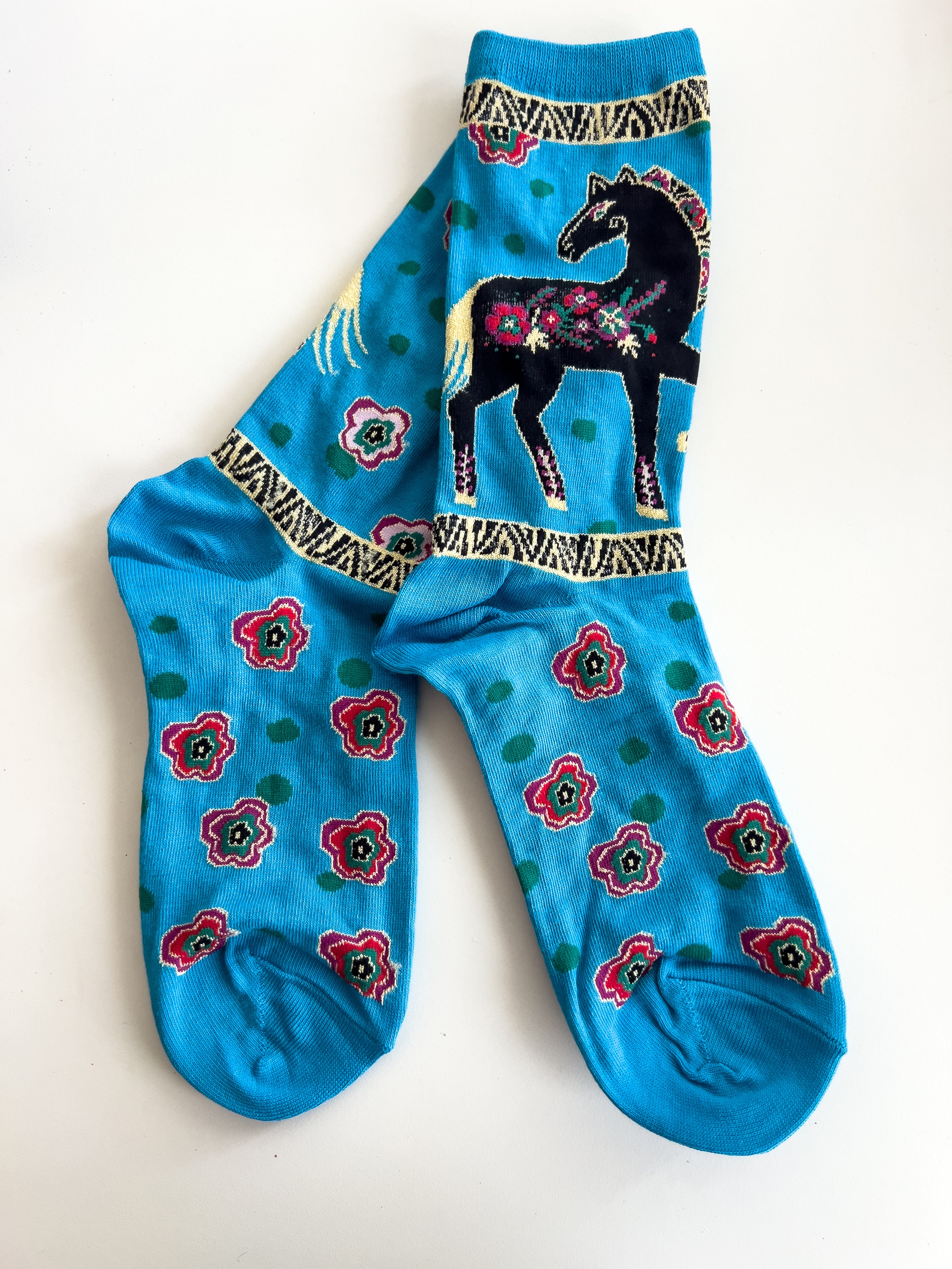 Floral Horse- Socks Smith Crew Socks