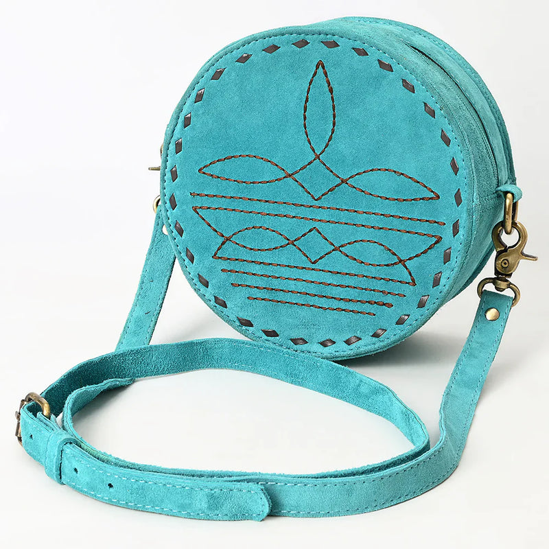 American Darling Canteen Bag ADBGA620A in genuine suede leather with adjustable strap and antique metal fittings.