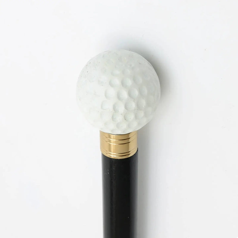 Metal handle wooden long shoehorn with black finish and golf ball handle top