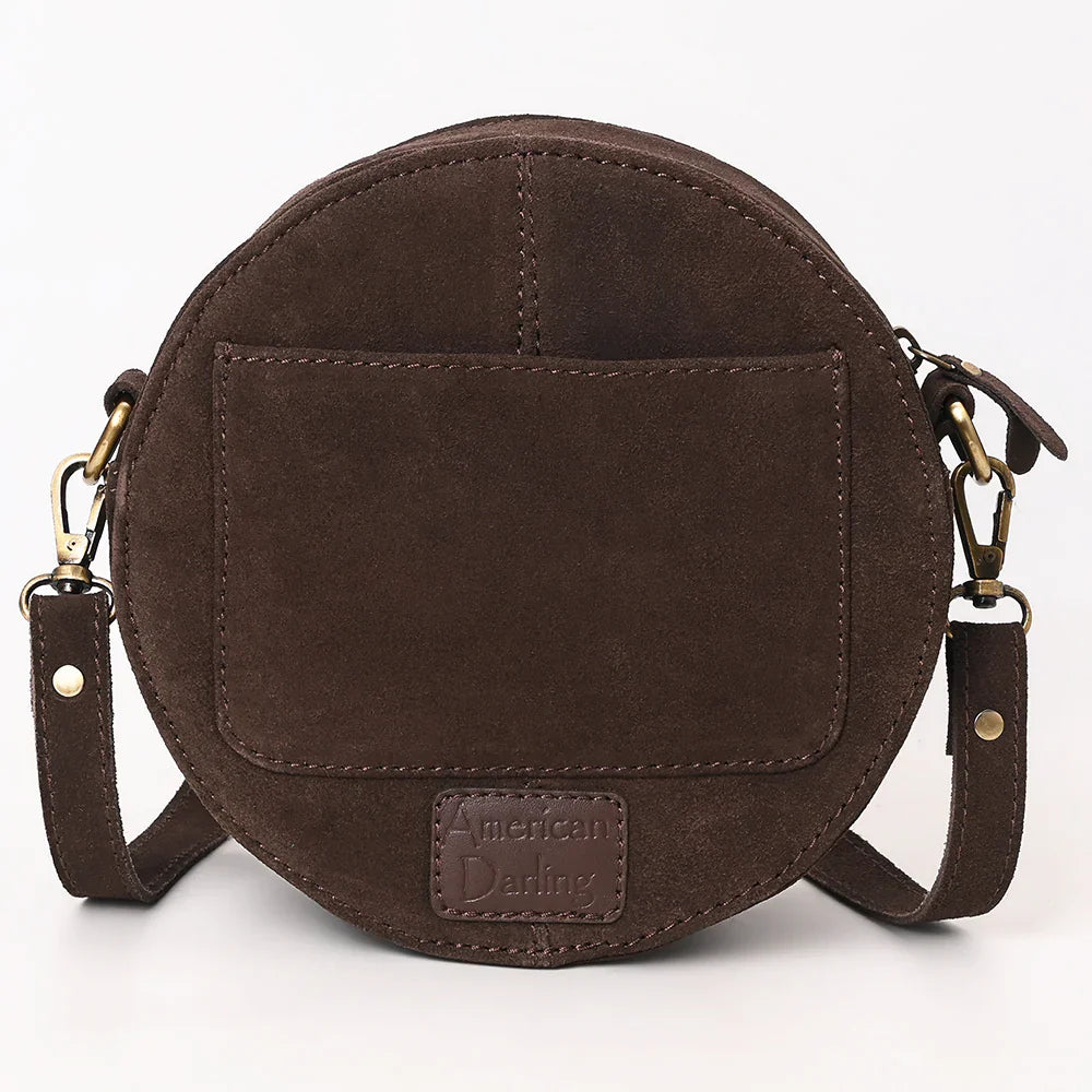 American Darling Canteen Bag ADBGA620D in genuine suede leather with adjustable strap and antique finish fittings.
