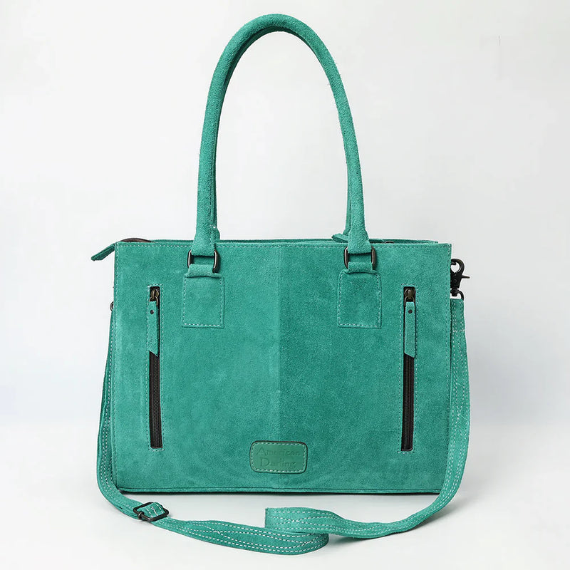 American Darling Tote ADBG1553A in genuine suede leather with adjustable shoulder strap and durable metal fittings.
