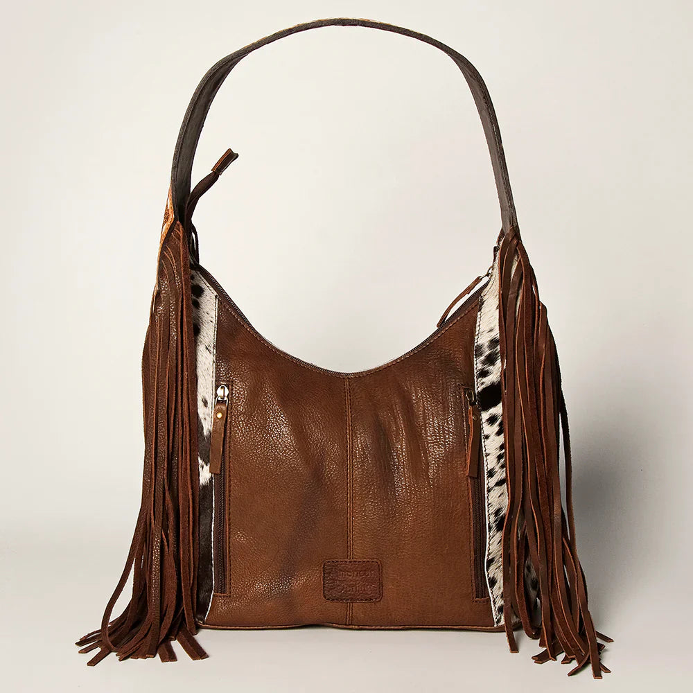 American Darling Handbag ADBGI112B with brown leather and fringe details.