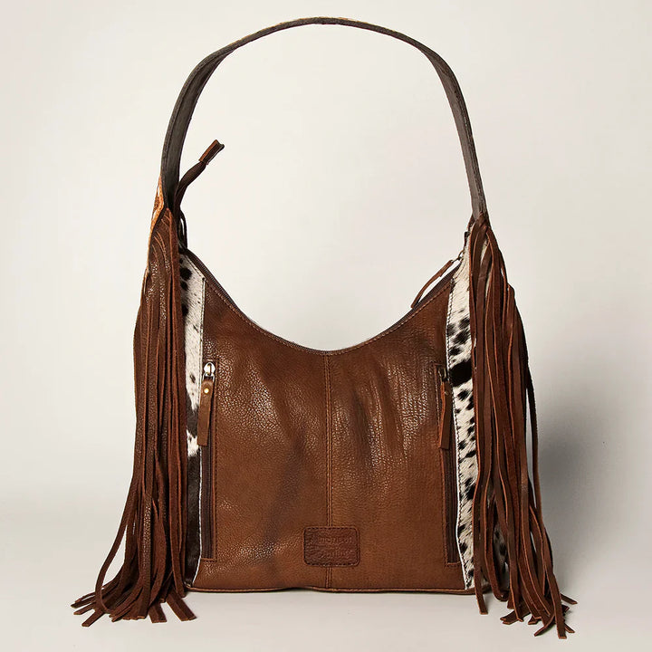 American Darling Handbag ADBGI112B with brown leather and fringe details.