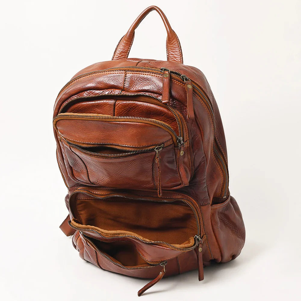 Spaghetti Western Backpack SWC414CG in premium full grain leather with antique finish metal fittings.