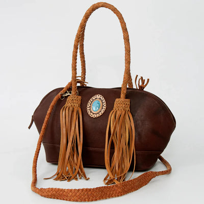 American Darling Tote Bag ADBGD150A with leather fringes and turquoise stone.