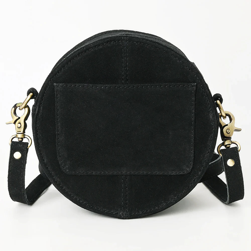 American Darling Canteen Bag ADBGA620C, genuine suede leather, adjustable leather strap, antique metal fittings.
