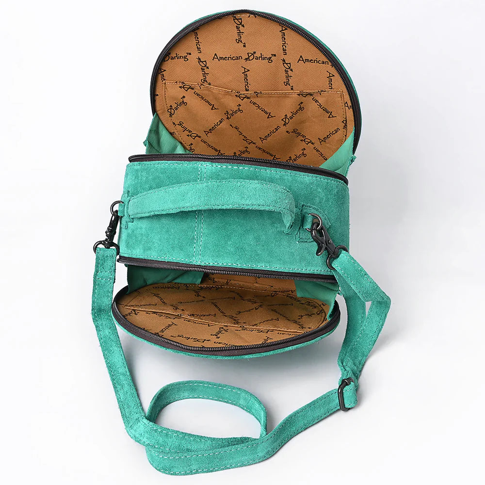 American Darling Canteen Bag ADBG1549B in premium genuine suede leather with antique finish fittings.