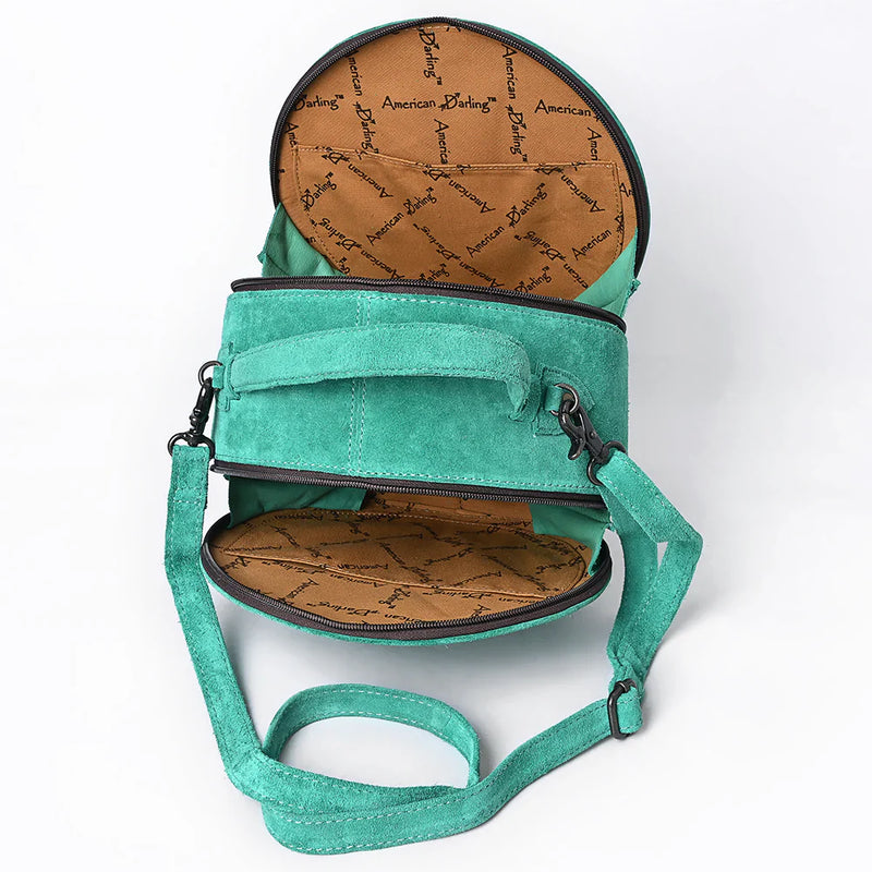 American Darling Canteen Bag ADBG1549B in premium genuine suede leather with antique finish fittings.