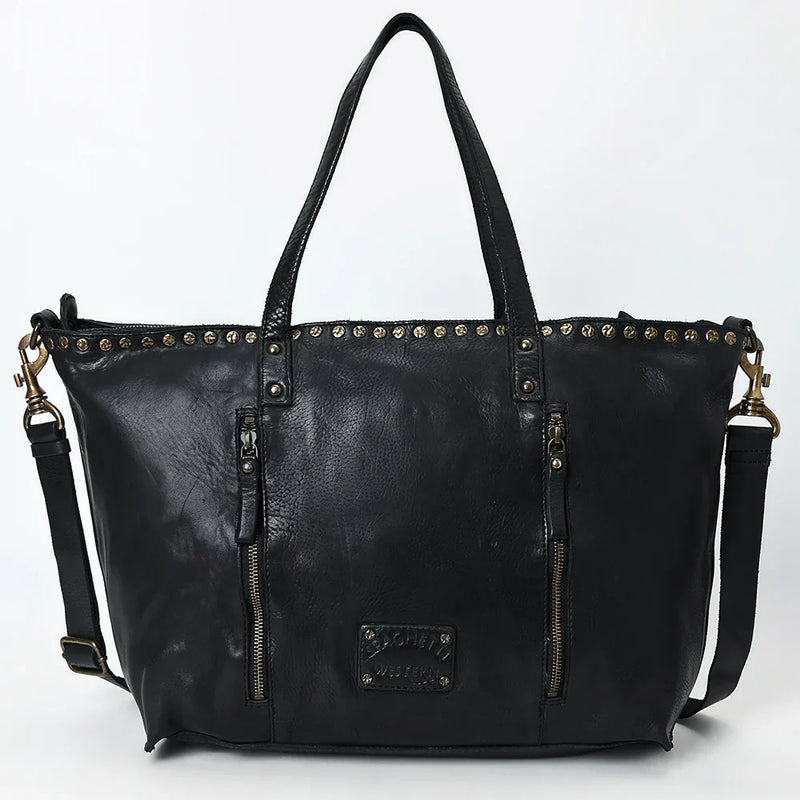 Handcrafted Spaghetti Western Tote Handbag SWC135ABLK made from fine leathers.