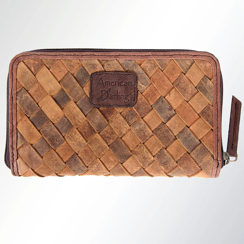 American Darling Wallet ADBGI121A, genuine full grain leather, antique metal fittings, durable YKK zipper.