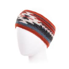 Blake Knit Headband wool ear warmer with Aztec-inspired knit and feather stitch embroidery on soft fleece lining