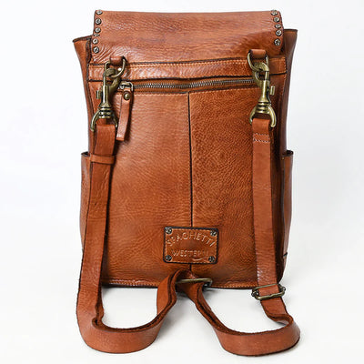 Spaghetti Western Tote Handbag SWC139CG in handcrafted brown leather with adjustable straps.