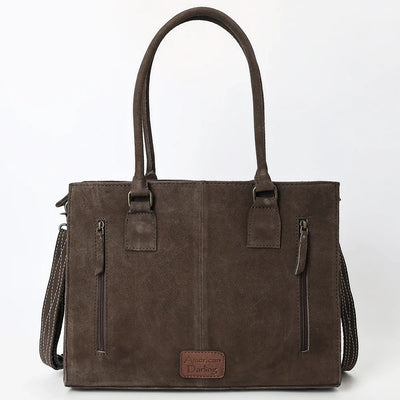 American Darling Tote ADBG1553D in premium genuine suede and full grain leather with adjustable shoulder strap.