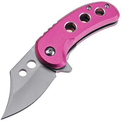 Small Pink Linerlock Knife with 2.25-inch satin-finish stainless steel blade and anodized aluminum handle