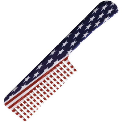 American flag design comb knife with hidden double-edged stainless steel blade and synthetic handle