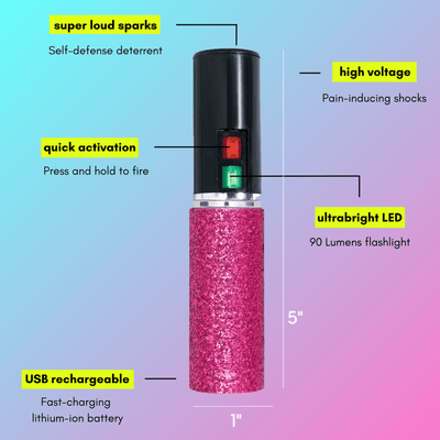 Pink Glitter Mini Stun Gun | Bling Sting