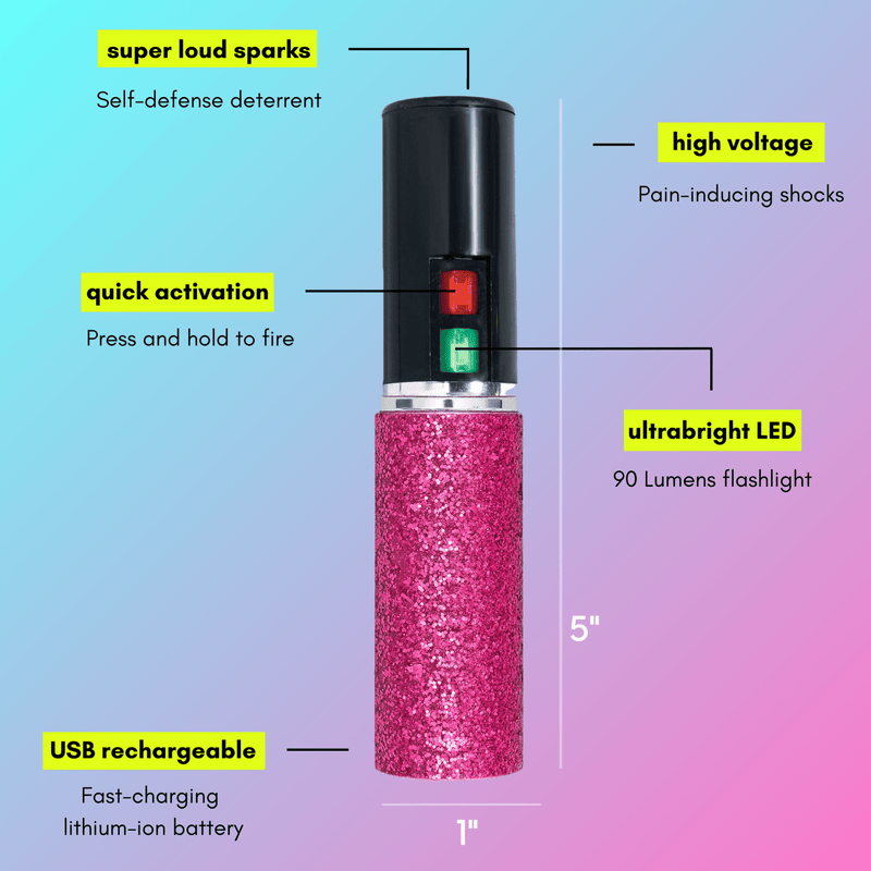 Pink Glitter Mini Stun Gun | Bling Sting