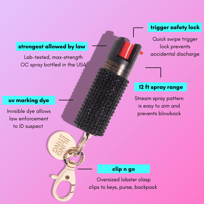 Black Rhinestone Pepper Spray | Bling Sting