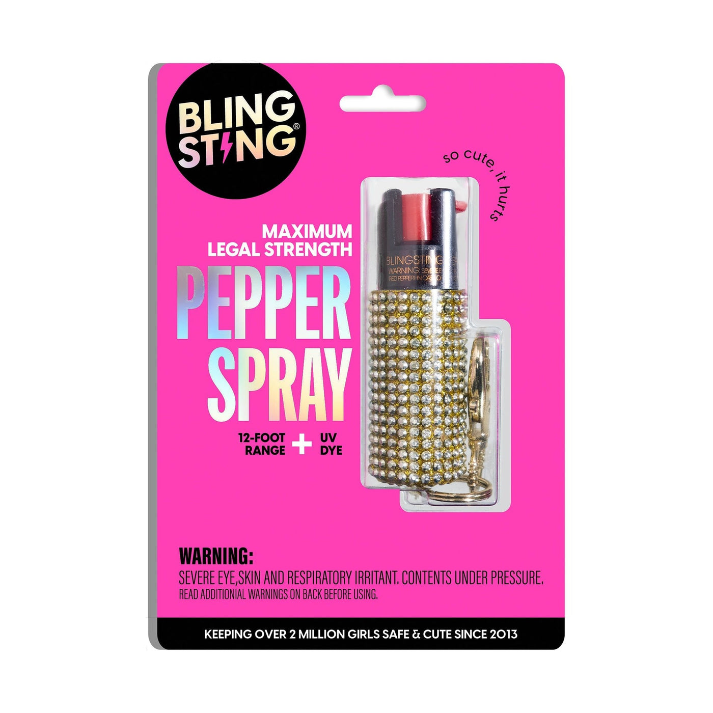 Gold Rhinestone Pepper Spray | Bling Sting