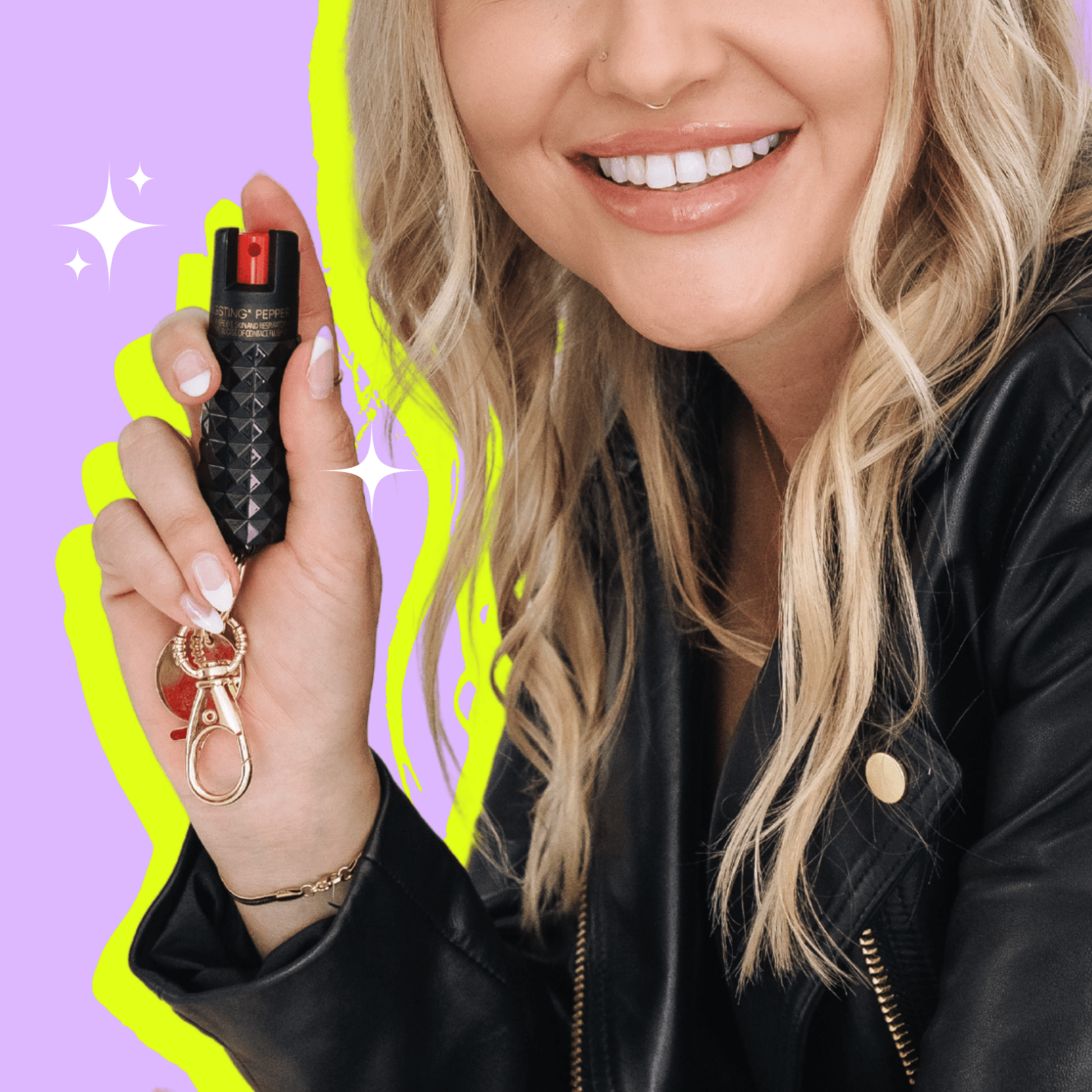 Metallic Black Studded Pepper Spray | Bling Sting