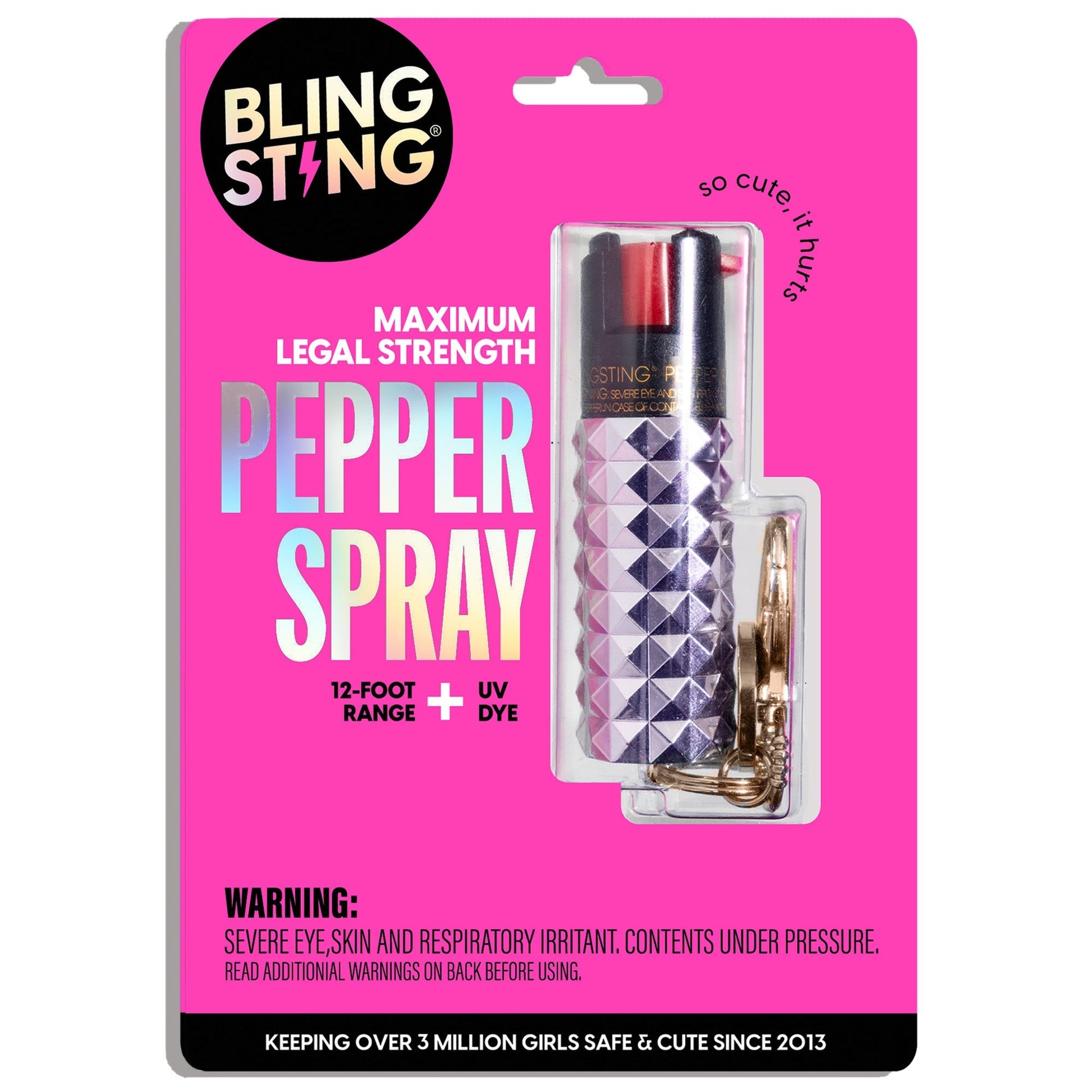 Metallic Lavender Studded Pepper Spray | Bling Sting