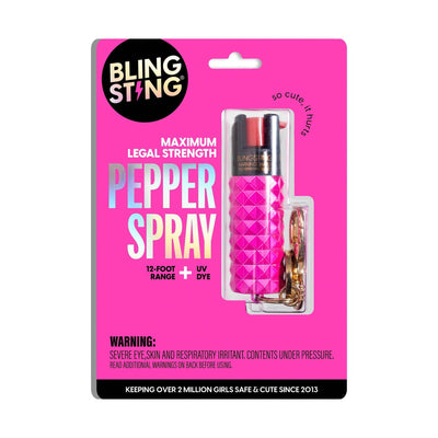 Metallic Pink Studded Pepper Spray | Bling Sting