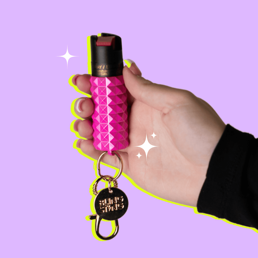 Metallic Pink Studded Pepper Spray 