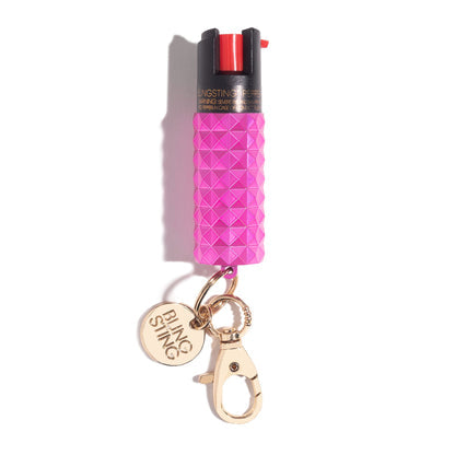 Metallic Pink Studded Pepper Spray | Bling Sting