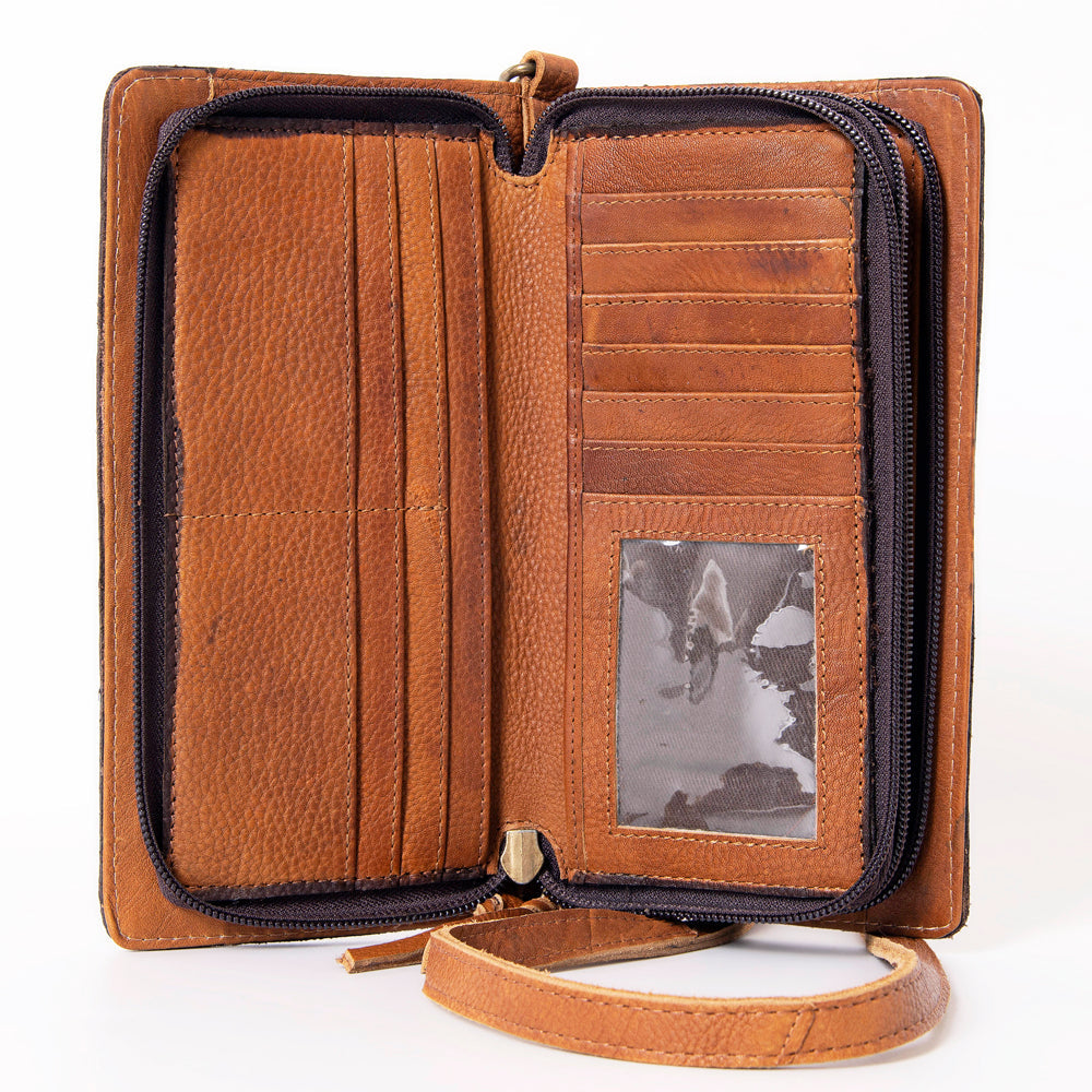 Ohlay Crossbody Wallet KBM101A with genuine cowhide leather and YKK zipper closures.