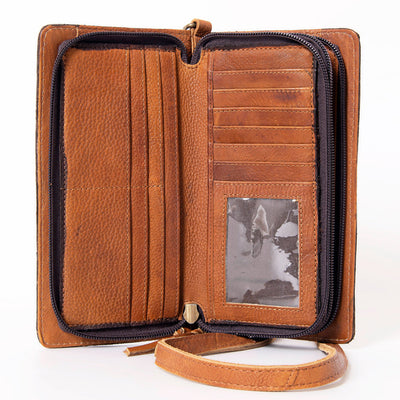 Ohlay Crossbody Wallet KBM101A with genuine cowhide leather and YKK zipper closures.